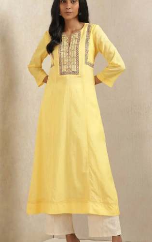 Elegant Yellow Embroidered Kurta for Ladies  by Ritu Kumar