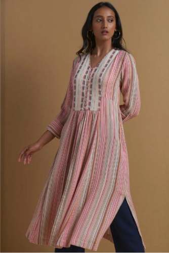 Ritukumar Presents Striped Design Front Slit Kurti by Ritu Kumar