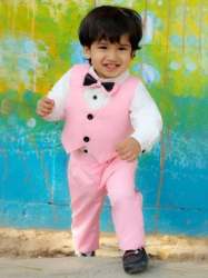 Light Pink and White Kids Boys Suit
