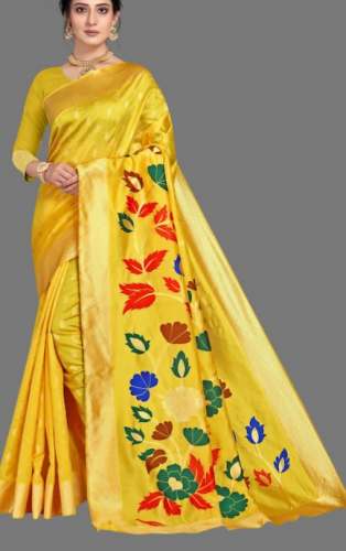 Buy Yellow Printed Saree For Women by Jhargram Textile