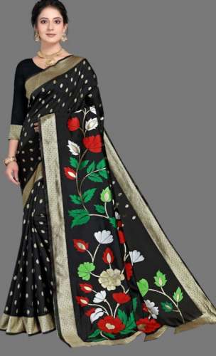 New Collection Black Printed Saree For Women by Jhargram Textile