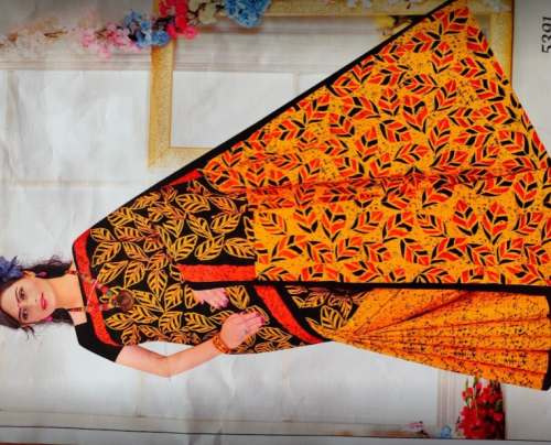 New Orange Printed Saree For Women by Jhargram Textile