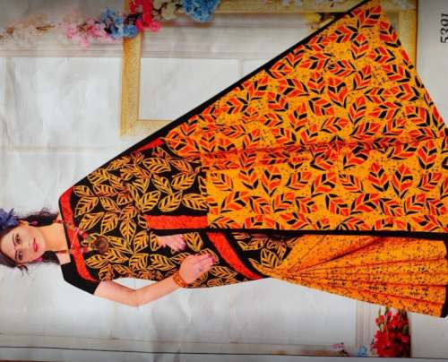 New Orange Printed Saree For Women