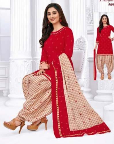 Buy Red Ready Made Punjabi Suit For Women by Mangla Textiles And Garments