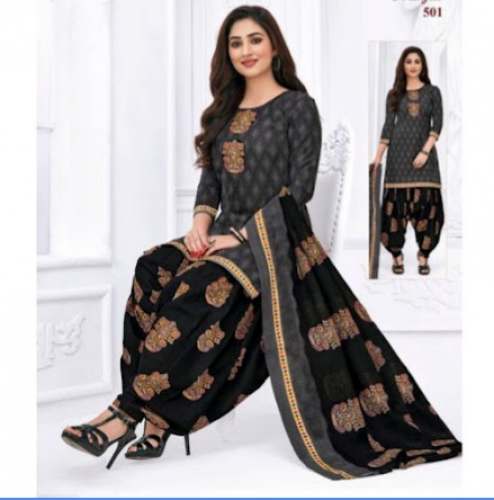 New Black Printed Patiala Suit For Women