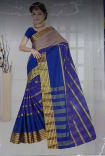 New Blue Printed Saree For Women by Patra Textile