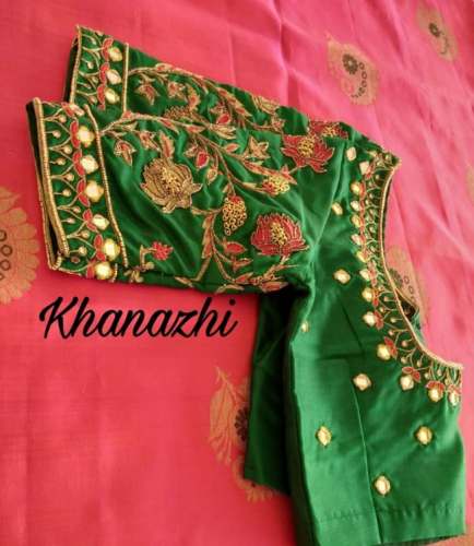 New Green Embroidery Ready Made Blouse by Khanazhi