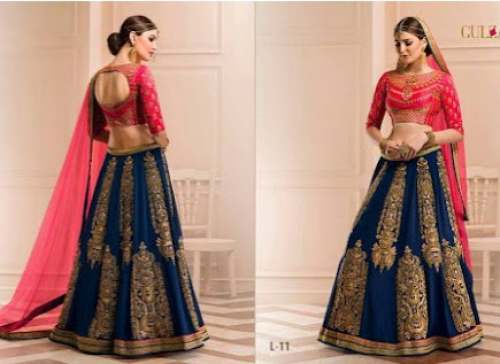 Buy Blue And Pink Embroidery Lehenga Choli  by The Ivory Needle