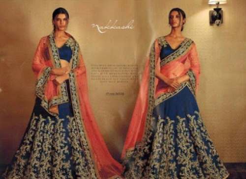 New Blue And Pink Embroidery Work Lehenga Choli by The Ivory Needle