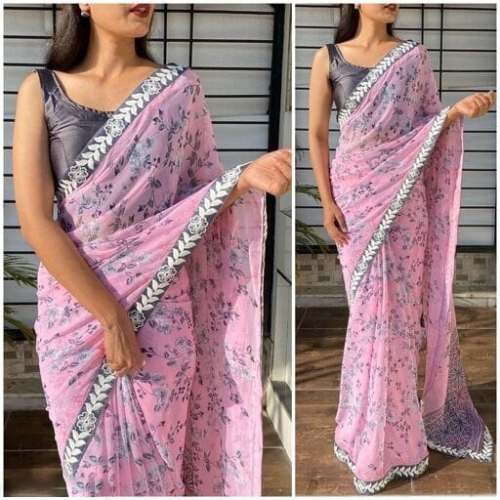 Best Selling Bella Georgette Printed Saree  by v5 creation