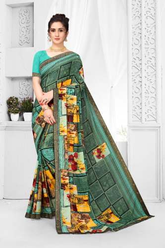 Georgette Less Border Saree 