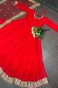 Heavy Blooming Cationic Red Gown With Dupatta thumb 1