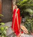 Heavy Blooming Cationic Red Gown With Dupatta thumb 2