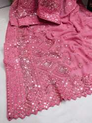 Mahaveer Print Multi-Sequence Embroidery Saree