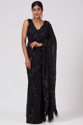 New Bollywood Trending Design Black Saree