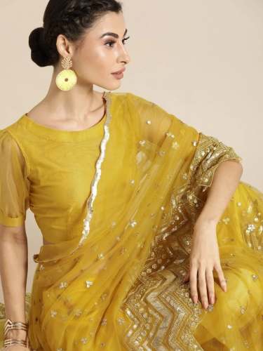 ZALAK Net Sequence Work Saree 