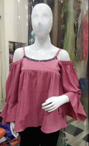 New Collection Pink Western Off Shoulder Crop Top by Rudra Collection