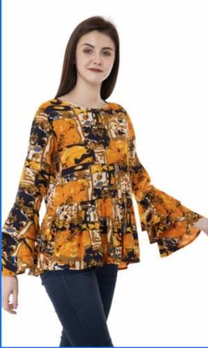 New Collection Printed Ruffle Western Top
