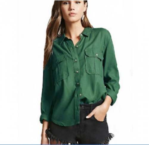 New Green Casual Ladies Shirt For Women by ItStyle Comfort Fit