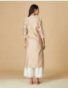 Beige Cotton Silk Chikankari Long Kurta thumb 3