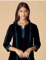 Black Viscose Blend Embroidered Long Kurta thumb 1
