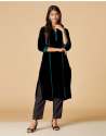 Black Viscose Blend Embroidered Long Kurta thumb 2