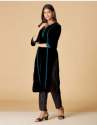 Black Viscose Blend Embroidered Long Kurta thumb 3