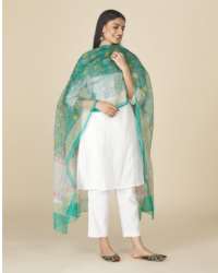 Floral Jaal Printed Cotton Silk kurti pant set 