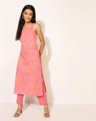 Ladies Pink Cotton Kurta