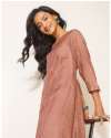 Orange Silk Flared Long Kurta