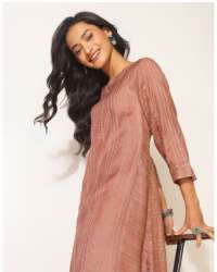 Orange Silk Flared Long Kurta