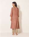 Orange Silk Flared Long Kurta thumb 3
