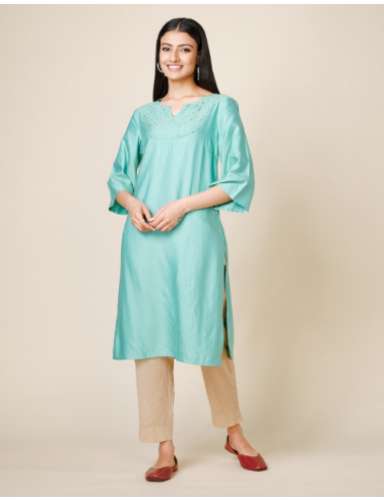 Viscose Silk Straight Knee Length Kurta