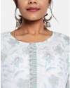 White Cotton Hand Block Print Long Kurta thumb 1