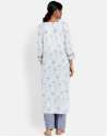 White Cotton Hand Block Print Long Kurta thumb 2