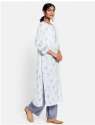 White Cotton Hand Block Print Long Kurta thumb 3