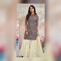 Formal Wear Cotton Sharara Kurti Set 