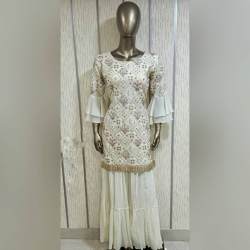 Trendy Party Wear White Sharara Suit 