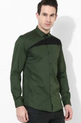 Olive Green Full Sleeve Men Shirt  by Green Hill