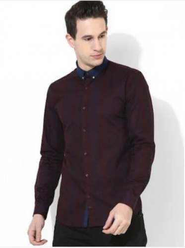 Slim Fir Plain Beet Color Men Shirt 