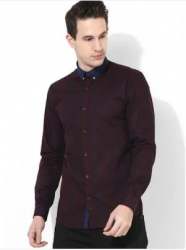 Slim Fir Plain Beet Color Men Shirt 