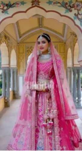 Buy Pink Embroidery Bridal Lehenga Choli by Roopvarsha Saree