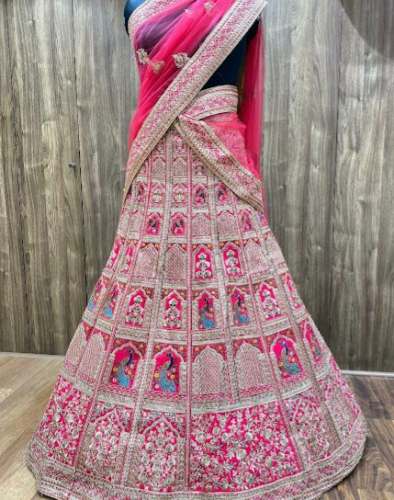 Buy Bridal Pink Embroidery Work Lehenga Choli by Suflam Saree