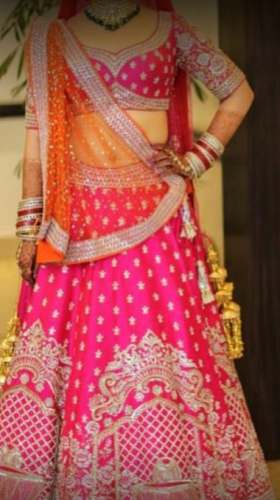 Buy Pink Embroidery Work Lehenga Choli by Suflam Saree