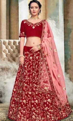 Buy Red Heavy Embroidery Lehenga Choli by Suflam Saree