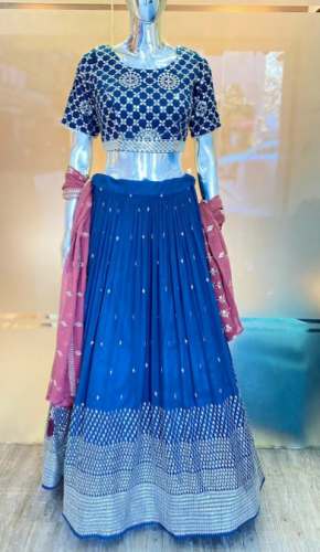 Latest Arrival Blue Embroidery Lehenga Choli by Rangeela Rajasthan