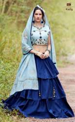 New Navy Blue Ruffle Lehenga Choli At Wholesale