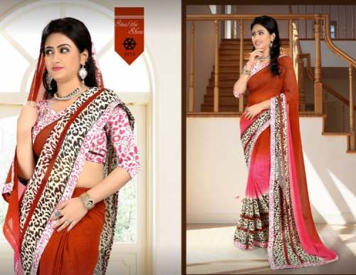 New Red Printed Saree For Women by Shreeya Saree Lx