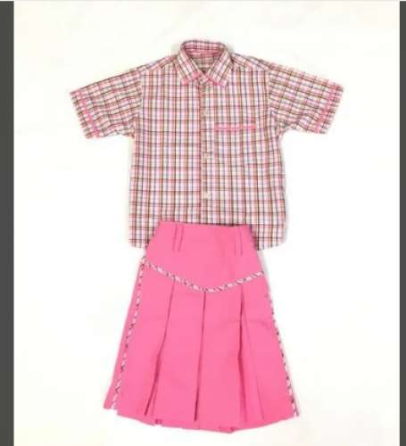 Poly Cotton Pink Kids School Uniform by Shyamjee Uniforms