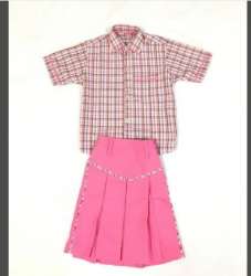 Poly Cotton Pink Kids School Uniform